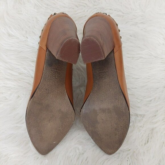 B Makowsky Womens Size 10W Quincy 3.5 Heeled Ankle Booties Brown Leather Studded - Picture 9 of 12